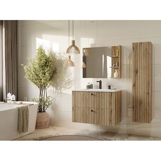 MOBILETTO SOTTO LAVABO TIGO 80 2S ROVERE EVOKE SCANALATO FRONTALE + LAVABO