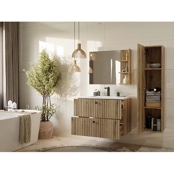 MOBILETTO SOTTO LAVABO TIGO 80 2S ROVERE EVOKE SCANALATO FRONTALE + LAVABO