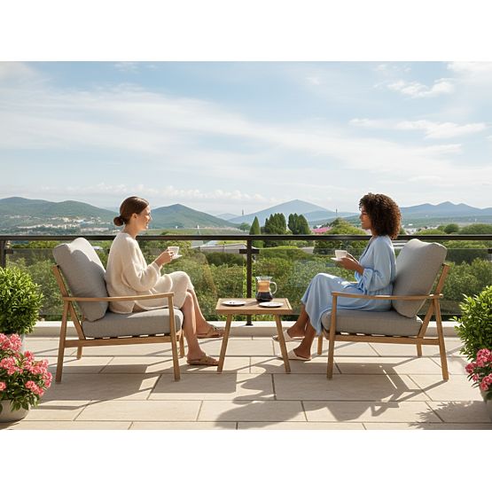 Mobili da balcone in alluminio (2 poltrone + tavolino) SERANO