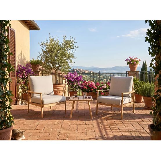 Mobili da balcone in alluminio (2 poltrone + tavolino) SERANO