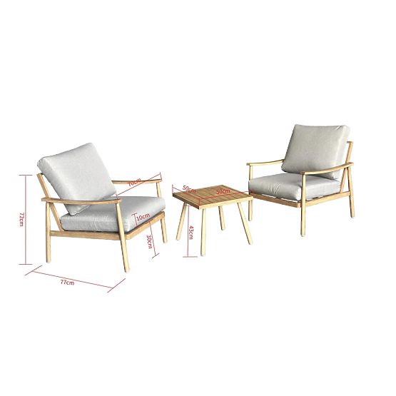 Mobili da balcone in alluminio (2 poltrone + tavolino) SERANO