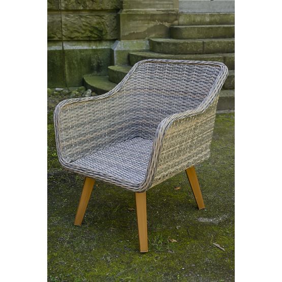 Mobili da giardino in technorattan (grande divano a 3 posti + 2 poltrone + tavolino) LARGO Grigio Mi