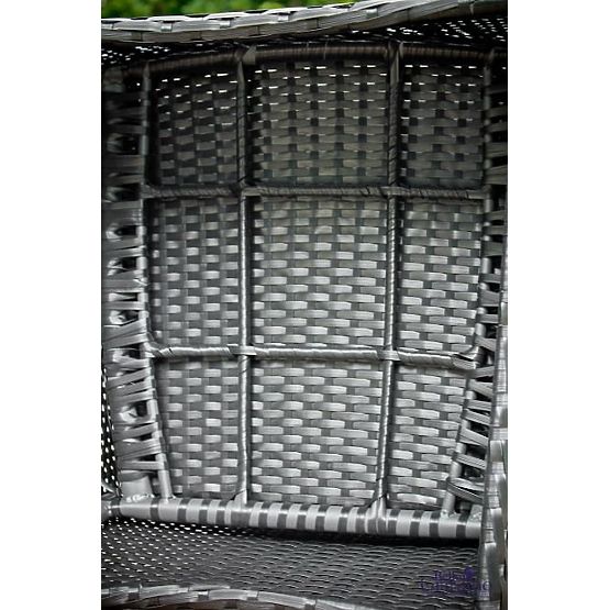 Mobili da giardino in tecnorattan (divano 123cm, 2 poltrone + tavolino) UNICO nero