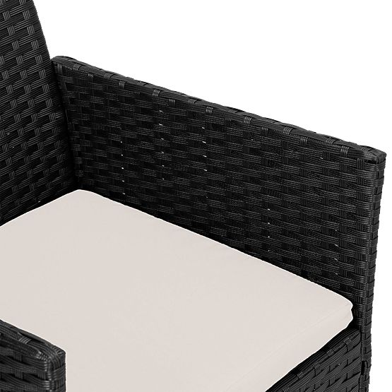 Mobili da giardino in tecnorattan set 4 in 1 MAGNOLIA nero cuscini beige