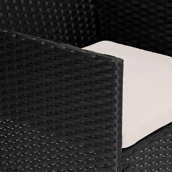 Mobili da giardino in tecnorattan set 4 in 1 MAGNOLIA nero cuscini beige