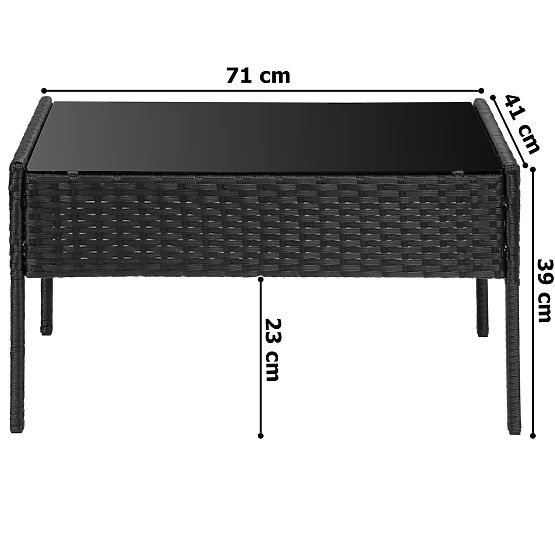 Mobili da giardino in tecnorattan set 4 in 1 MAGNOLIA nero cuscini beige