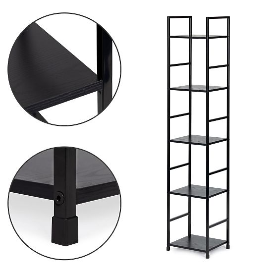 Moderna mensola in legno con telaio in metallo LOFT 5 ripiani