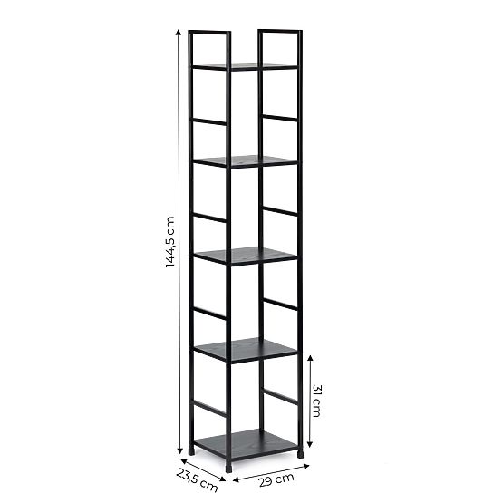 Moderna mensola in legno con telaio in metallo LOFT 5 ripiani