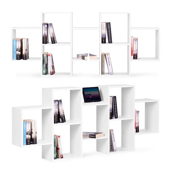 Moderna mensola sospesa con 8 ripiani bianca