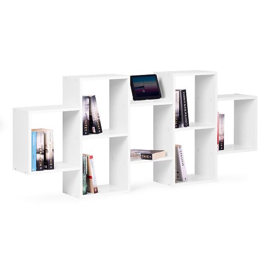 Moderna mensola sospesa con 8 ripiani bianca