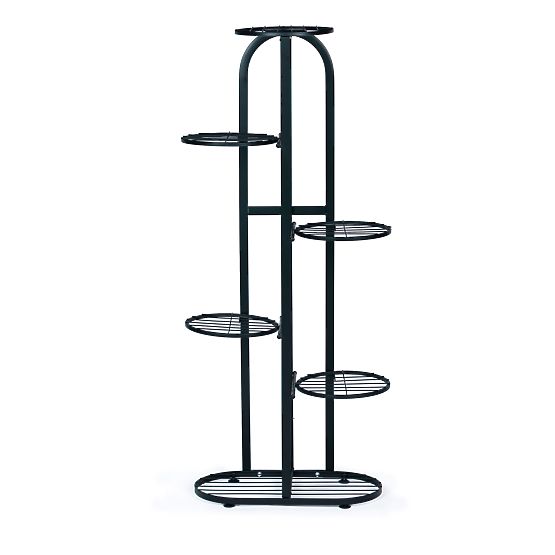 Moderno supporto per piante in metallo a 6 livelli nero