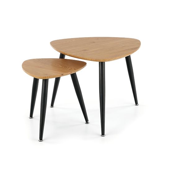 NICEA 2, set di 2 tavolini rovere dorato/nero