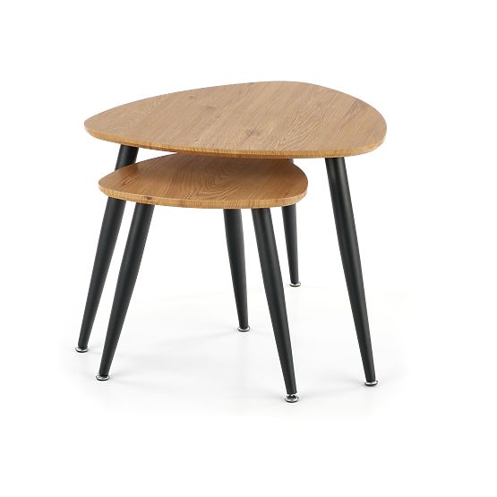 NICEA 2, set di 2 tavolini rovere dorato/nero