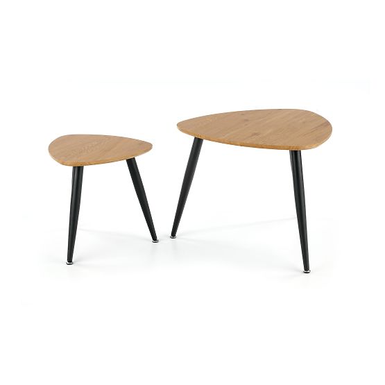 NICEA 2, set di 2 tavolini rovere dorato/nero