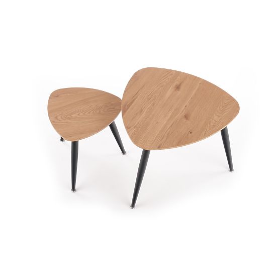 NICEA 2, set di 2 tavolini rovere dorato/nero