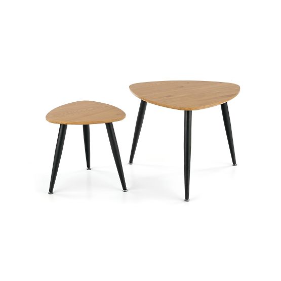NICEA 2, set di 2 tavolini rovere dorato/nero