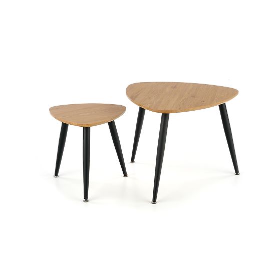 NICEA 2, set di 2 tavolini rovere dorato/nero