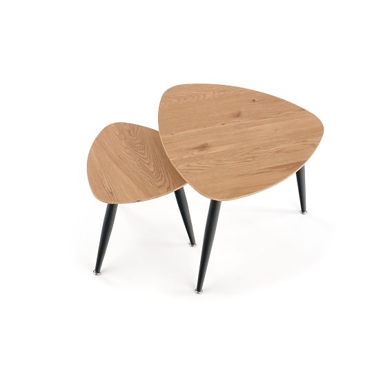 NICEA 2, set di 2 tavolini rovere dorato/nero