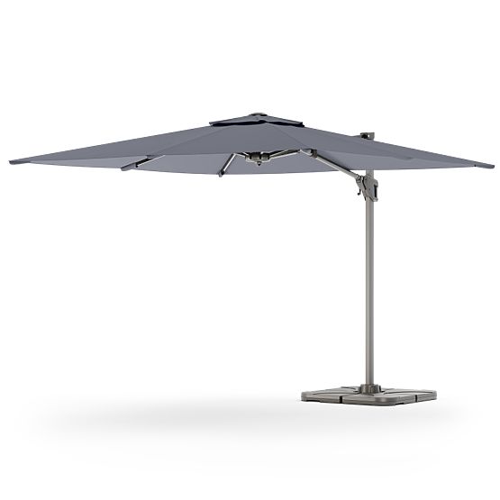 Ombrellone da giardino a braccio Shade 4x3 m con copertura, rotazione 360°, grigio