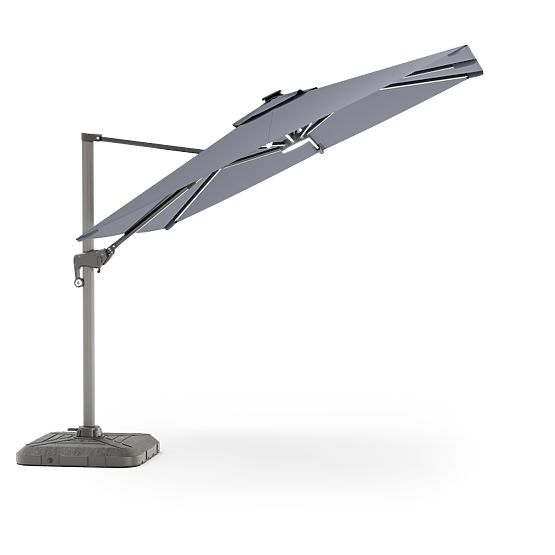 Ombrellone da giardino a sbalzo Shade Deluxe 4x3 m con custodia e illuminazione LED solare, girevole