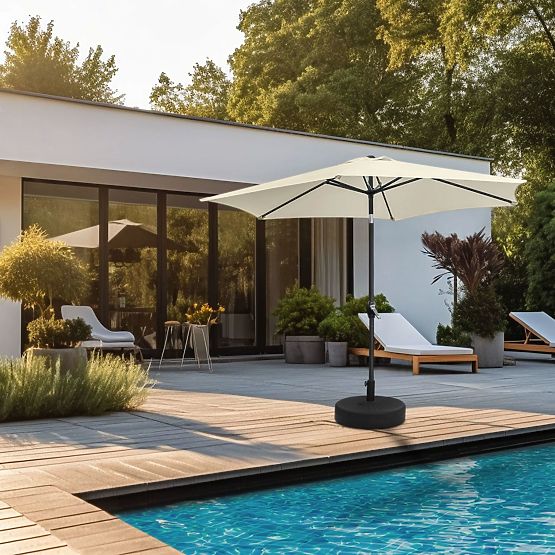 Ombrellone da giardino pieghevole regolabile 210 cm beige