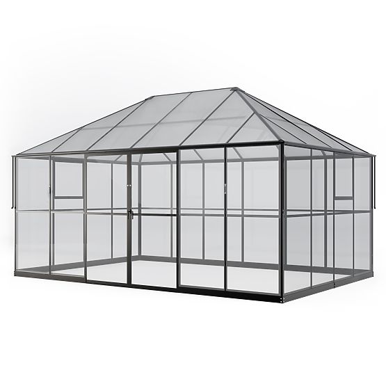 Orangeria da giardino EcoGlass Gazebo Standard con base 12 m² vetro temperato 4 mm, policarbonato 6 