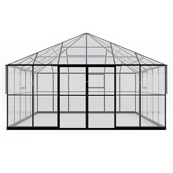 Orangeria da giardino ProGlass Gazebo Large con base 17,8 m² vetro temperato 4 mm, alluminio, nero