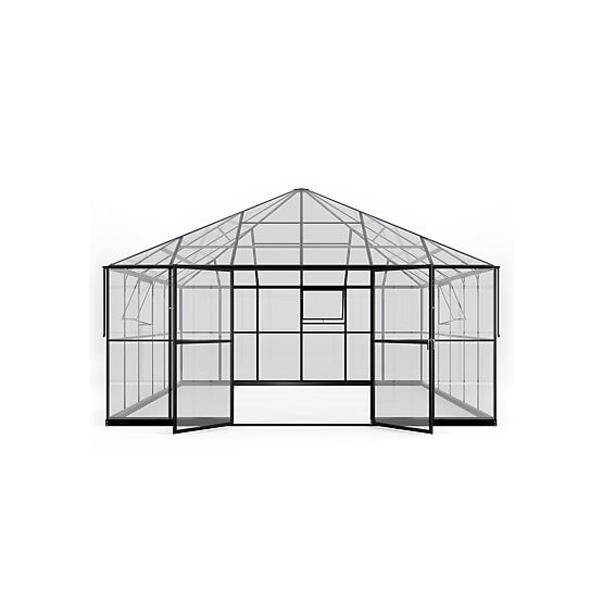Orangeria da giardino ProGlass Gazebo Large con base 17,8 m² vetro temperato 4 mm, alluminio, nero