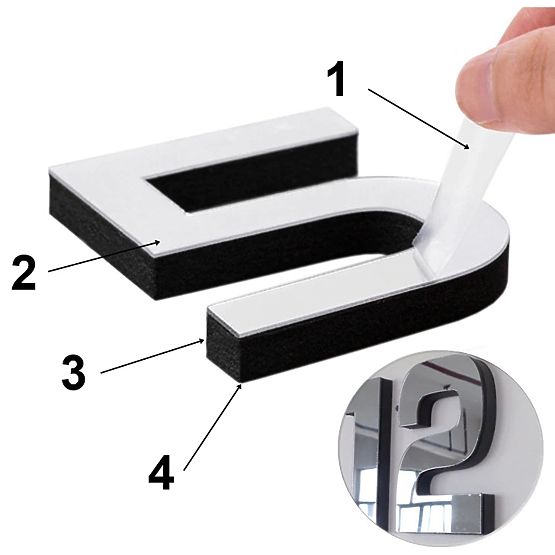 Orologio da parete DIY NEPRI 65 - 130 cm - argento 3D