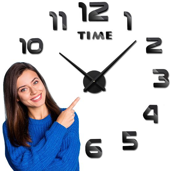 Orologio da parete fai-da-te NEPRI 65 - 130 cm - nero 3D