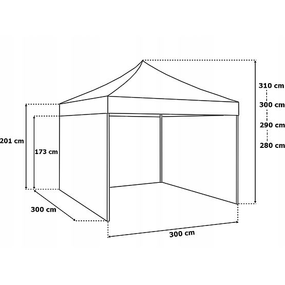 Padiglione commerciale espresso 3x3 m bianco