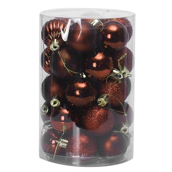 PALLINE DI NATALE MARRONI 34 PEZZI SYSD1688-038