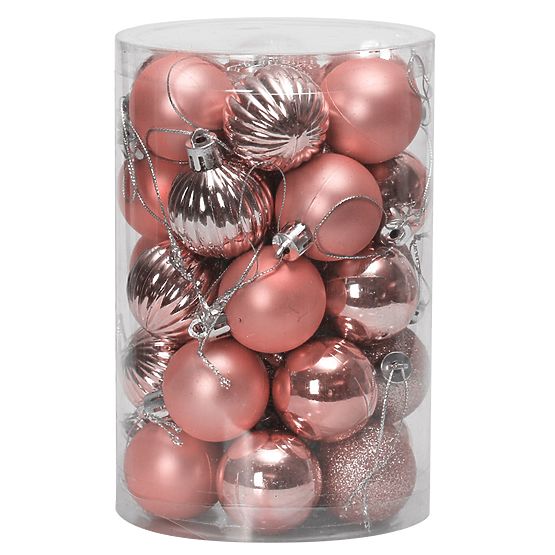 PALLINE DI NATALE ROSA 34 PEZZI SYSD1688-026