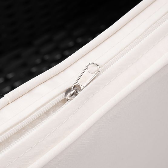 Panca da giardino in tecnorattan divano CORDOBA nero con cuscini beige