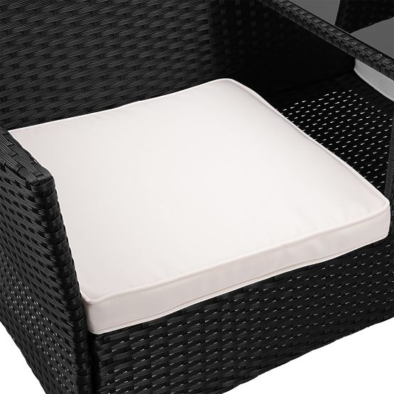 Panca da giardino in tecnorattan divano CORDOBA nero con cuscini beige