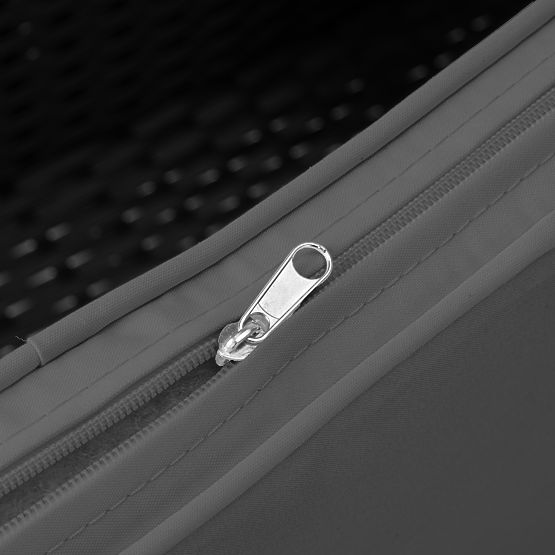 Panca da giardino in tecnorattan divano CORDOBA nero con cuscini grigi