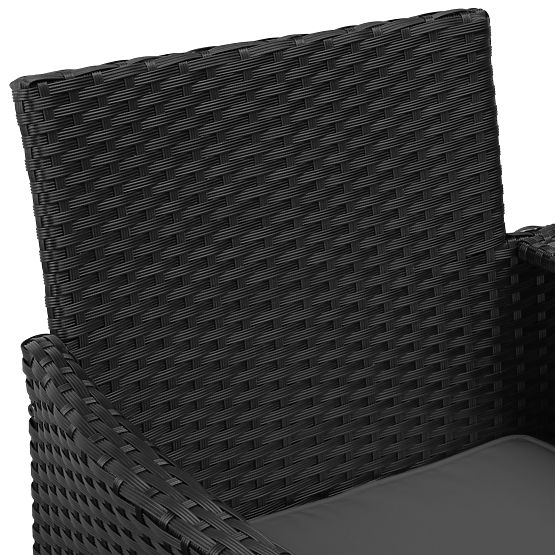 Panca da giardino in tecnorattan divano CORDOBA nero con cuscini grigi