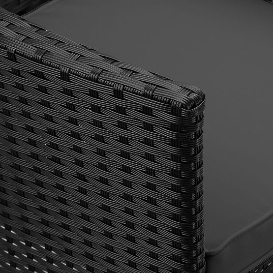 Panca da giardino in tecnorattan divano CORDOBA nero con cuscini grigi