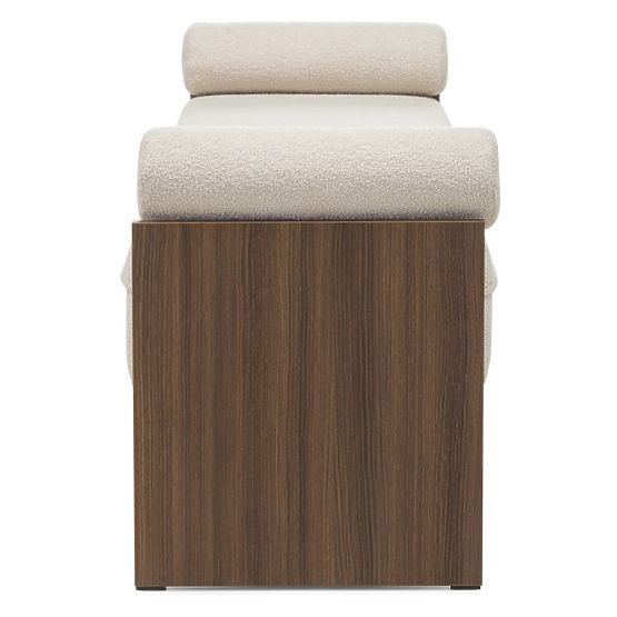 Panca imbottita Loppo beige chiaro, bouclé, Noce Wisconsin