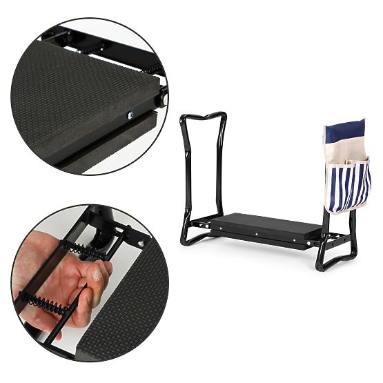 Panca inginocchiatoio pieghevole da giardino 2 in 1 - blu