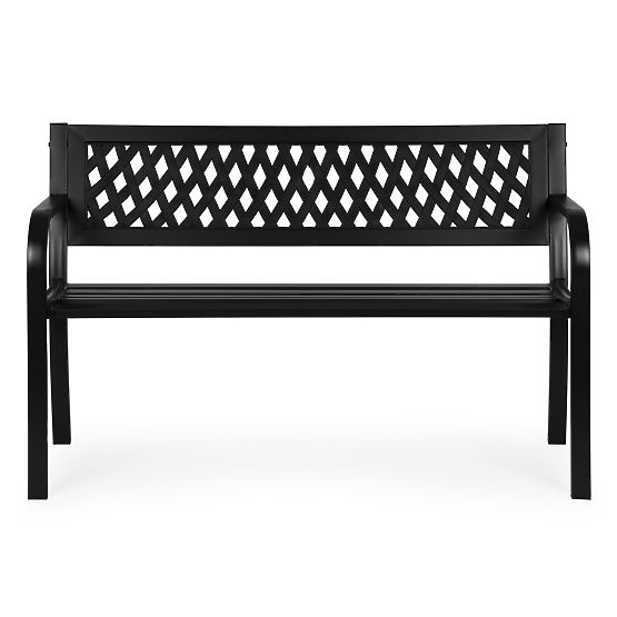 Panchina da giardino con schienale a griglia 120x50 cm in metallo nero MultiGarden