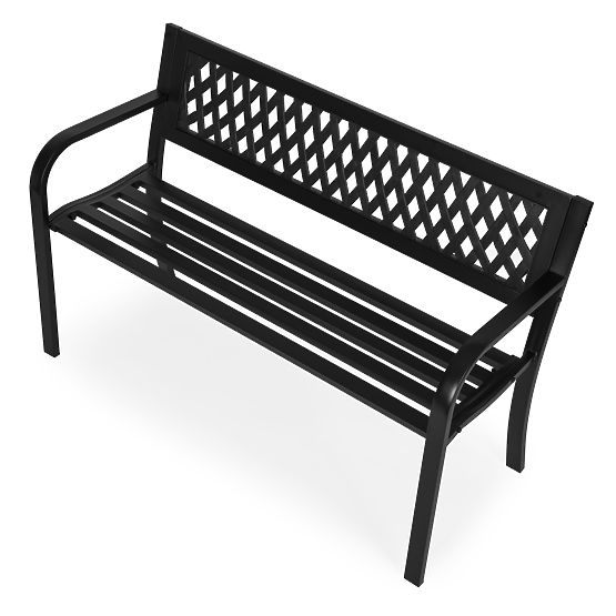 Panchina da giardino con schienale a griglia 120x50 cm in metallo nero MultiGarden