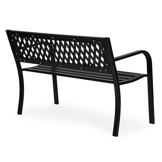 Panchina da giardino con schienale a griglia 120x50 cm in metallo nero MultiGarden