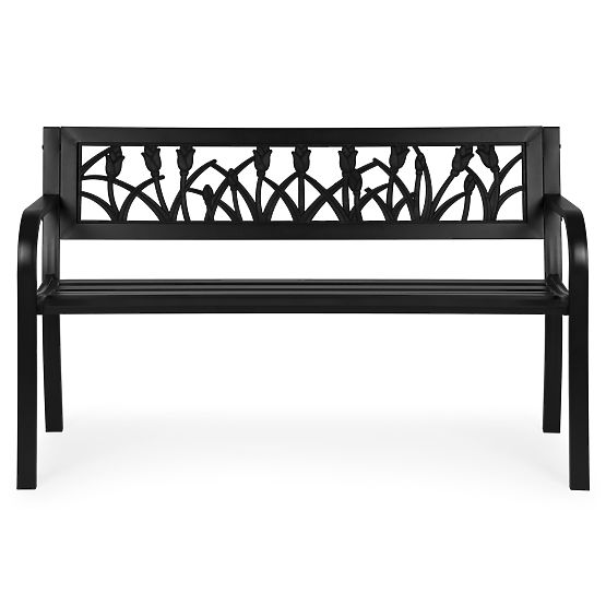 Panchina da giardino con schienale decorativo 120x50 cm in metallo nero MultiGarden