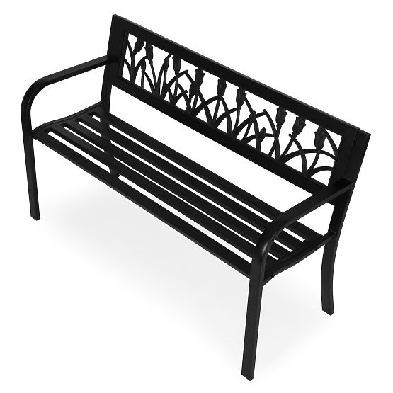 Panchina da giardino con schienale decorativo 120x50 cm in metallo nero MultiGarden