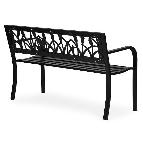 Panchina da giardino con schienale decorativo 120x50 cm in metallo nero MultiGarden