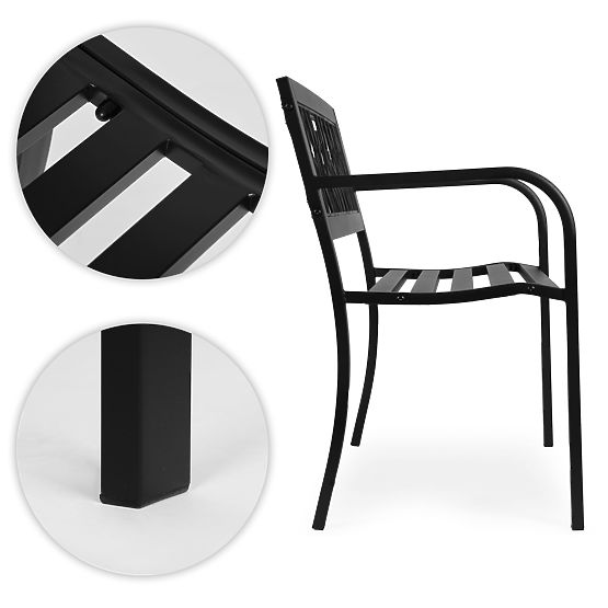 Panchina da giardino con schienale decorativo 120x50 cm in metallo nero MultiGarden