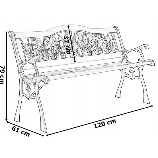 Panchina da giardino in ghisa TULIPANO