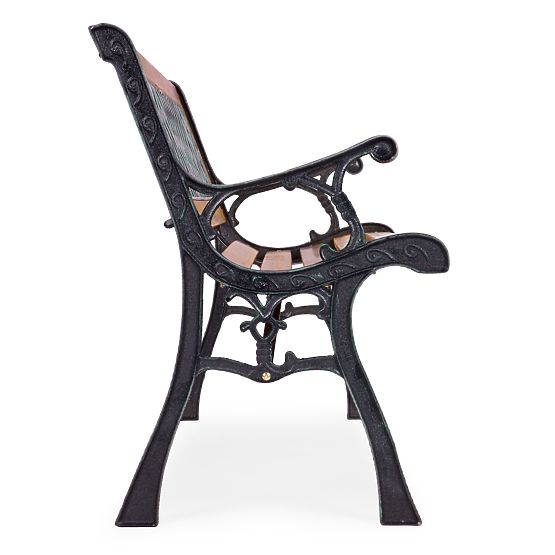 Panchina da giardino in legno 126x51 cm con schienale a griglia e gambe in ghisa MultiGarden