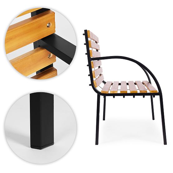 Panchina da giardino in legno con schienale 122x57 cm parco MultiGarden